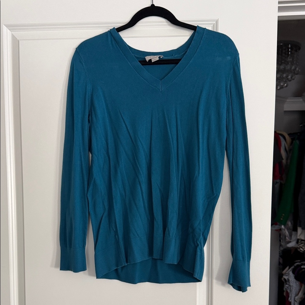 LOFT Teal Long Sleeve V-Neck sweater